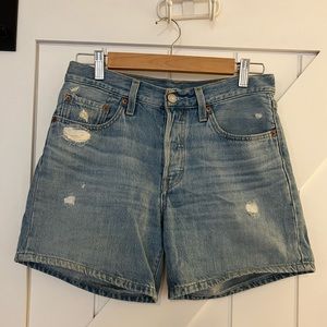 Levis 501 Long Denim Shorts, Size 26